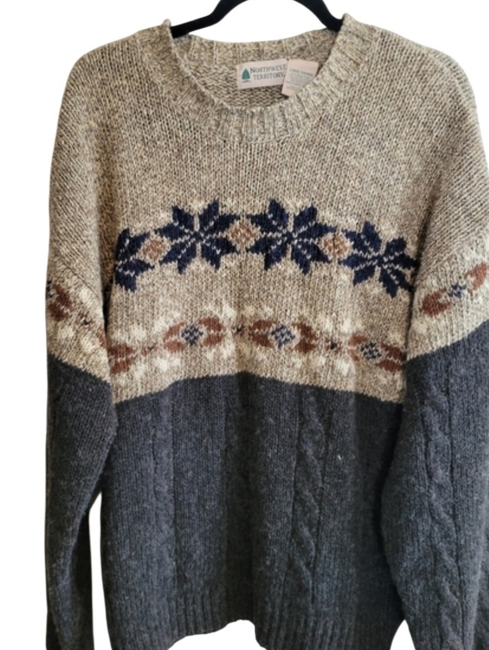 Vintage Northwest Territory Men's Sweater Size M Mixed Material Blend Brown/Grey